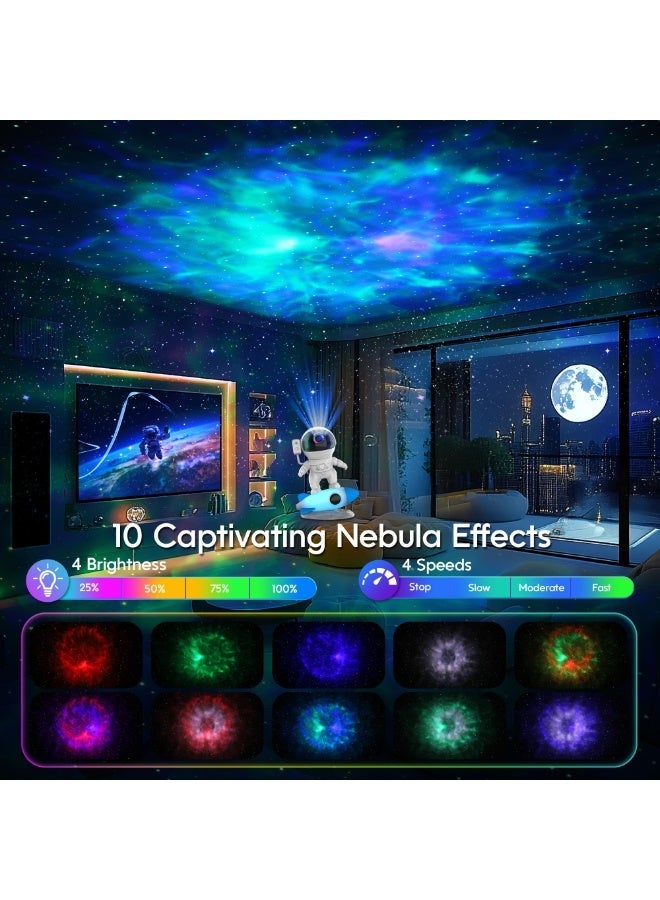 Astronaut Starry Sky Projector with Bluetooth Speaker & White Noise, 360° Adjustable Nebula Projection, App Control, Music Sync, Night Light for Bedroom, Living Room, Party, Perfect Gift for Kids and Adults - Image 2